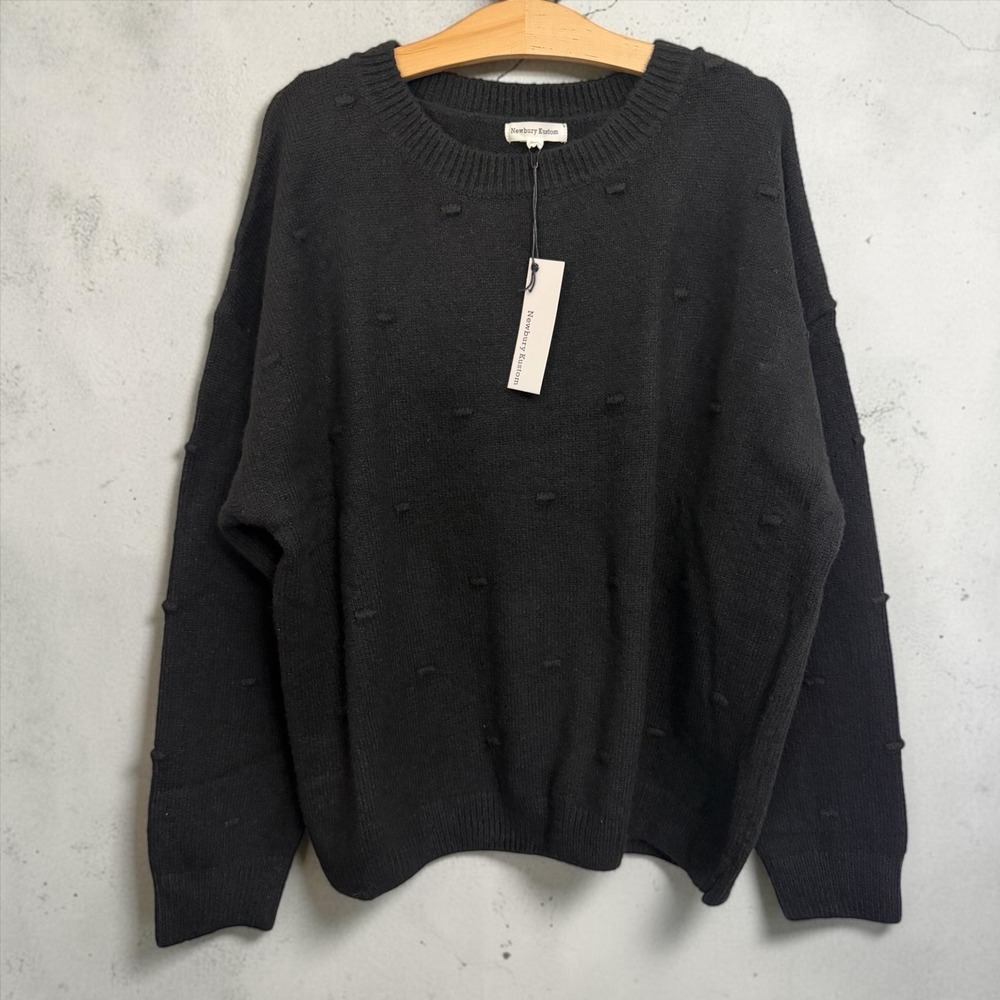 Newbury Kustom Womens 2XL Black Textured Bobble Knit Crewneck Sweater  NWT